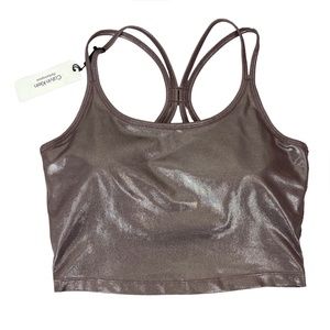 Calvin Klein Strappy Back Tank Top Bra Sparkle Luster Java